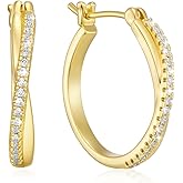 14K Gold Earrings for Women 15mm/20mm/25mm/30mm/35mm Gold Hoop Earrings Gold X-shaped Huggie Earrings