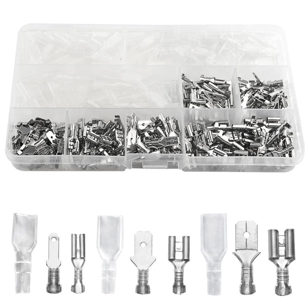 WMYCONGCONG 360 PCS 2.8mm 4.8mm 6.3mm Male Female Wire Spade Crimping Terminal with Insulating Sleeve Quick Splice Wire Terminals
