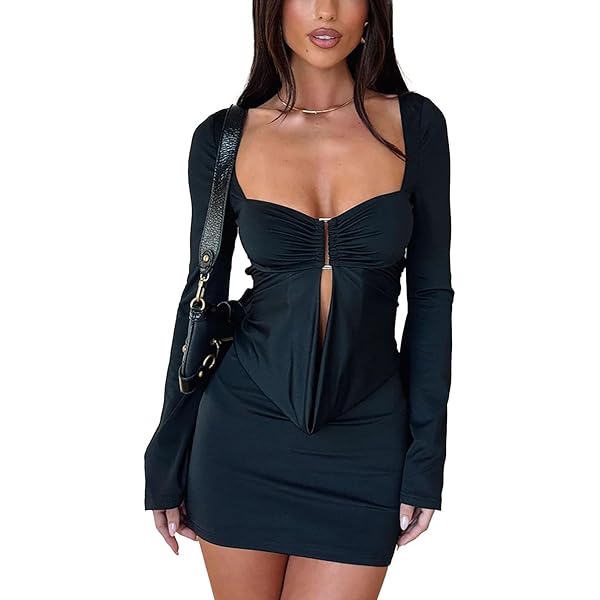 non bodycon hoco dresses Olive Scoop Neck Long Sleeve Midi Dress  PinkBlush
