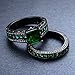 JunXin Black Gold Square Emerald Green Gemstone Women Wedding Engagement Set Round CZ Size5/6/7/8/9/10/11