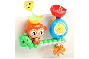 G-WACK Bath Toys for Toddlers Age 1 2 3 Year Old Girl Boy, Preschool New Born Baby Bathtub Water Toys, Durable Interactive Multicolored Infant Toy, Lovely Monkey Caterpillar,2 Strong Suction Cups Pro