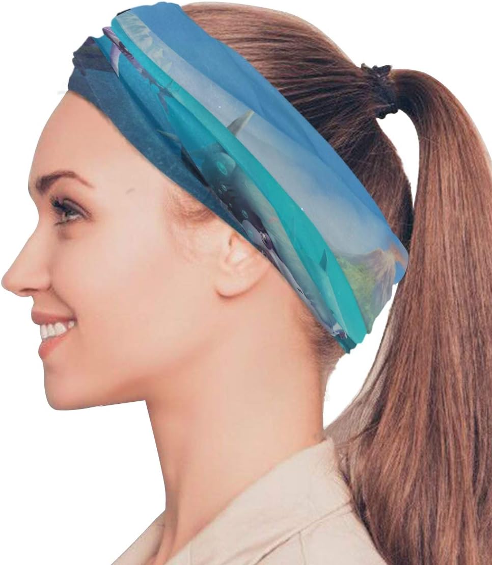 XINLU Hungry Shark World X iOS Android Shark Elastic Headbands Head Wrap Sports Sweatband Magic Scarf Hair Accessories Bands Ties for Women Man Girls Running Fitness Yoga