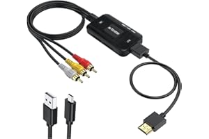 BD&M RCA to HDMI Converter, Composite Adapter Male AV Support 1080P PAL/NTSC Compatible with PS one, PS2, PS3, STB, Xbox, VHS, VCR, Blue-Ray DVD Players.