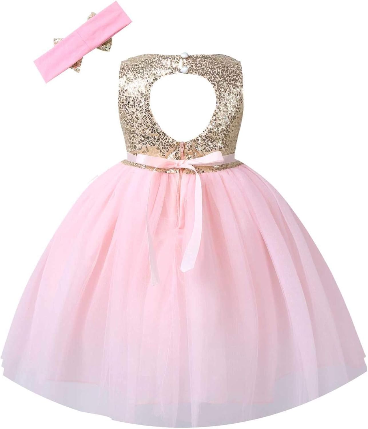 IEFIEL Robe de Mariage d'honneur Enfant Fille Une Épaule Robe de Princesse Cérémonie Plissée Robes Bustier Soirée Cocktail A Volante Dos Nu Armée Verte 5-6 Ans