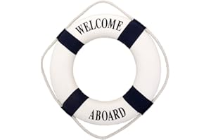 Welcome Aboard Blue Nautical Wall Decor Ship Boat Ring Life Buoy Preserver