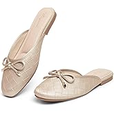 hingswink Champagne Mules for Women Slip On Flats Office Business Casual Shoes Closed Toe Shoes for Women Dressy Comfortable, Champagne7.5