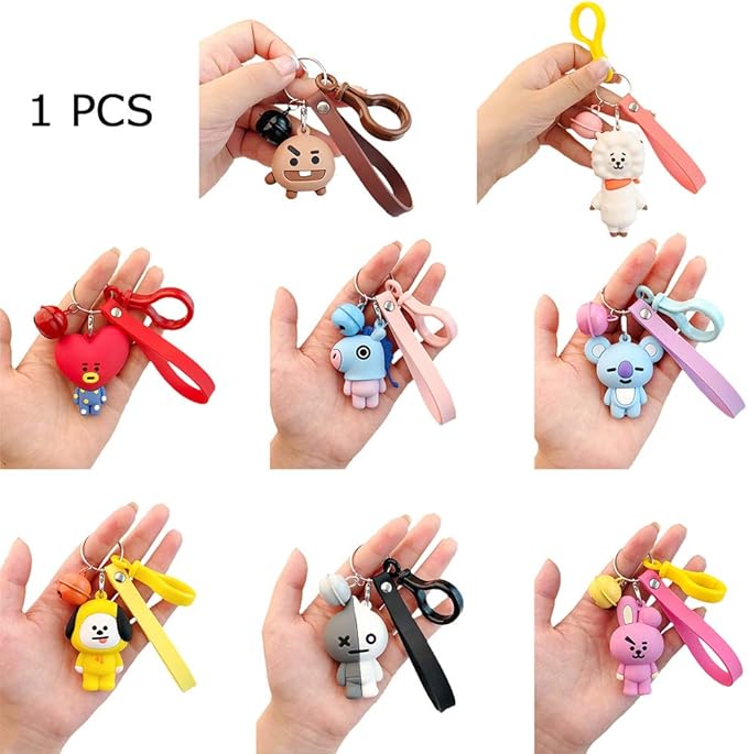 Amazon 超かわいいキーホルダー 防弾少年団 バックパックの装飾品 キーホルダー 携帯電話のストラップ 芸能人グッズ ファンギフト 卡通人偶 脱落防止 紛失防止 取付簡単 ベル Tata おもちゃ おもちゃ