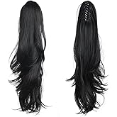 HSPJHTM Ponytail Extension,Black Hair Extensions 22" Claw Clip Ponytail Extension for Women Curly Hair Piece Synthetic Wavy Pony Tail Wig Halloween Fluffy