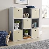 Home Source 9 Shelf Cube Bookcase Grey Storage Display Unit 90x30x90 view 5