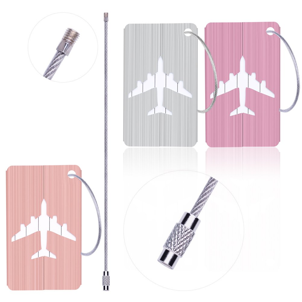 Aluminum Luggage & Suitcase Tags Travel ID Identification Labels Set For Bags -5 pack