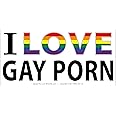 Witty Yetis I Love Gay Porn Bumper Sticker 10 Decal Prank Pack. Ram a Mighty Rod of Ego-Shattering Insecurity Through The Heart of All Your Friends. A Funny Practical Gift for Men That Keeps Giving.