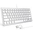 OMOTON Wired Keyboard for Mac with Dual Interface, Comfortable Typing Angle & Stable Connection, Compatible with MacBook, iMac, Mac Mini, PC-White