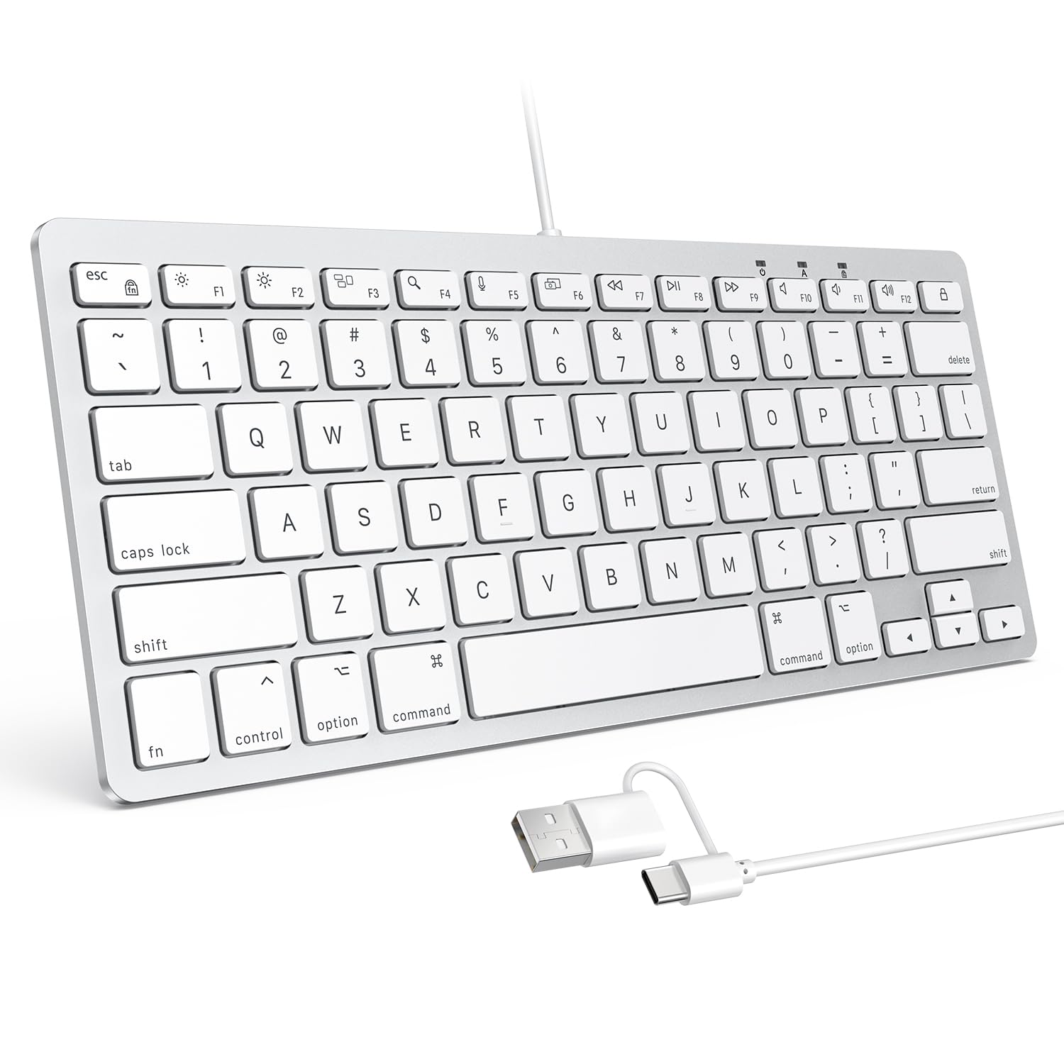 Photo 1 of OMOTON Wired Keyboard for Mac with Dual Interface, Comfortable Typing Angle & Stable Connection, Compatible with MacBook, iMac, Mac Mini, PC-White