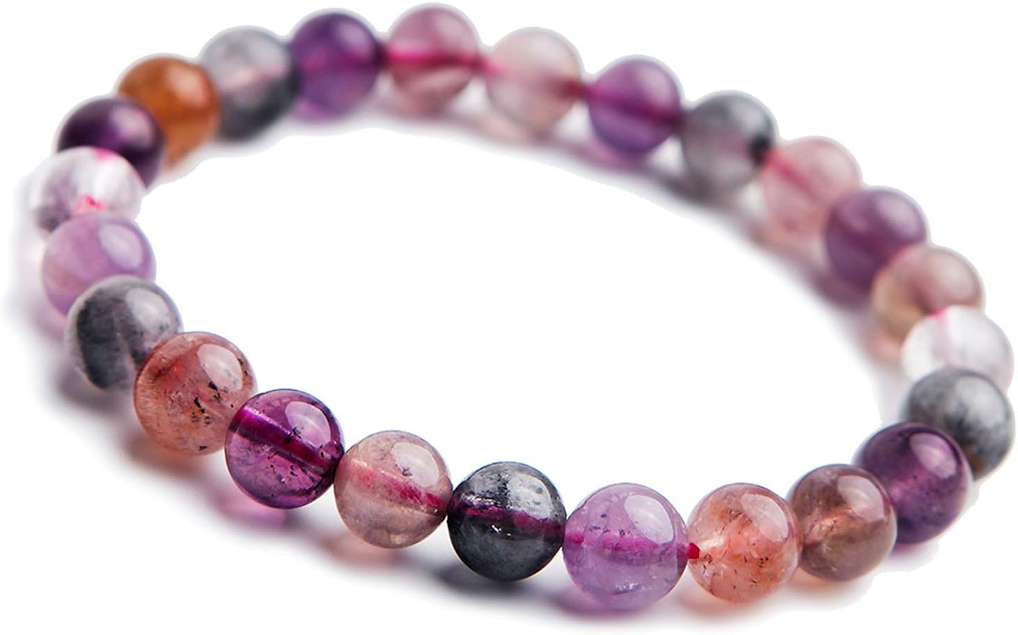 Genuine Natural Colorful Auralite 23 Cacoxenite Women Man Purple Red Canada Round Beads Bracelets 7Mm 8Mm AAAAA Drop Shipping