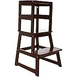 SDADI Kids Kitchen Step Stool with Safety Rail - for Toddlers 18 Months and Older, Espresso LT01CF