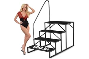 AYSIOFDY Swimming Pool Ladder above Ground, RV Steps with Handrail, Heavy Duty Pool Step Hot Tub Steps, 660 lbs Weight Capacity Camper Step Stool Mobile Home Stair for Getting High (4 STEP, 1 HANDRAIL)