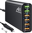 Car Charger, AI AIKENUO 96W Quick Charge USB Cars Charger Adapter, 12V-24V Multi Ports QC 3.0 USB Auto Splitter Fast Charging for Galaxy S10 S9 Plus, Compatible with iPhone & Android