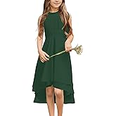 Galawaqe Chiffon Flowy Dresses Flower Girls Asymmetrical with Ruffles Sleveless Swing Party Gowns A-Line Dress…
