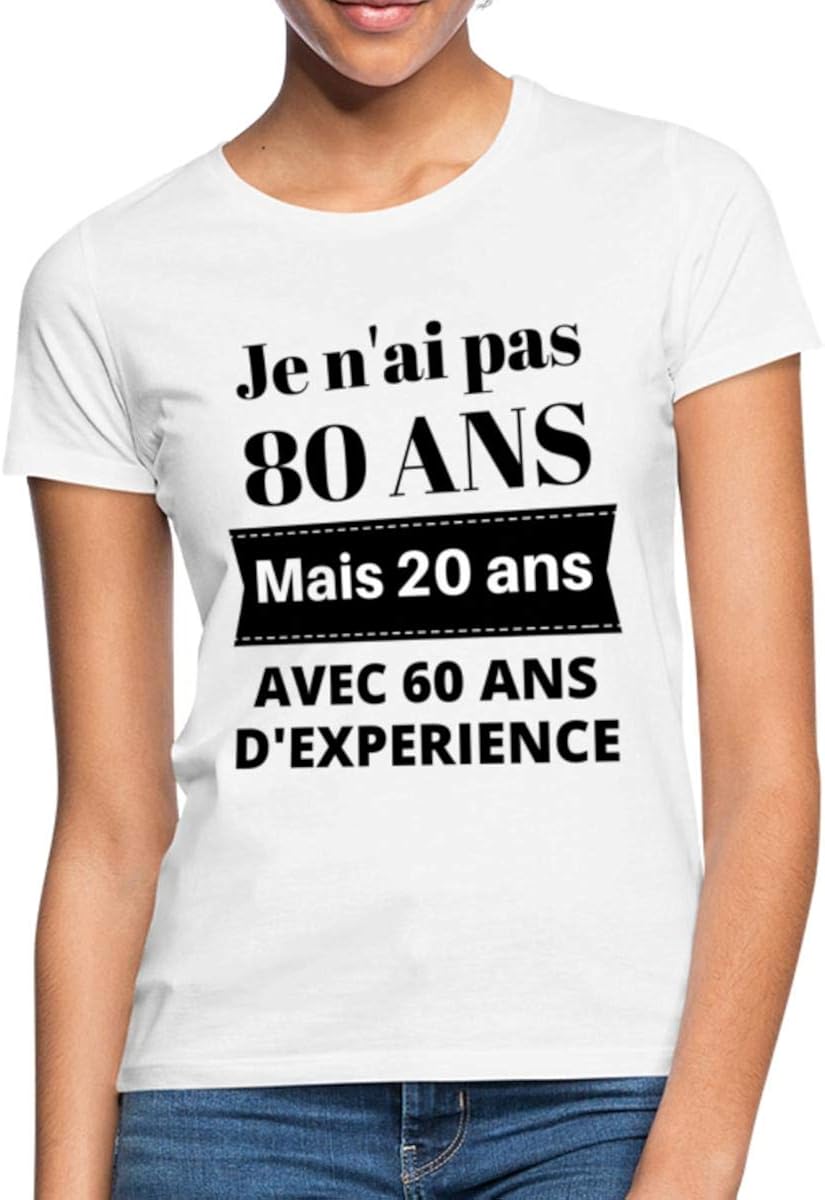 Spreadshirt Cadeau Anniversaire 80 Ans TShirt Femme Amazon.fr