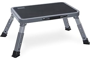 BQKOZFIN Folding Step Stool, 15'‘ x 10.2’' Adjustable Height Step Stool with Non-Slip Rubber and Handle, Suitable for RVs, Ba