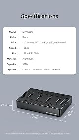 HotTopStar 4 Bay NVME SATA M.2 SSD Docking Station USB C 10Gbps Aluminum view 8