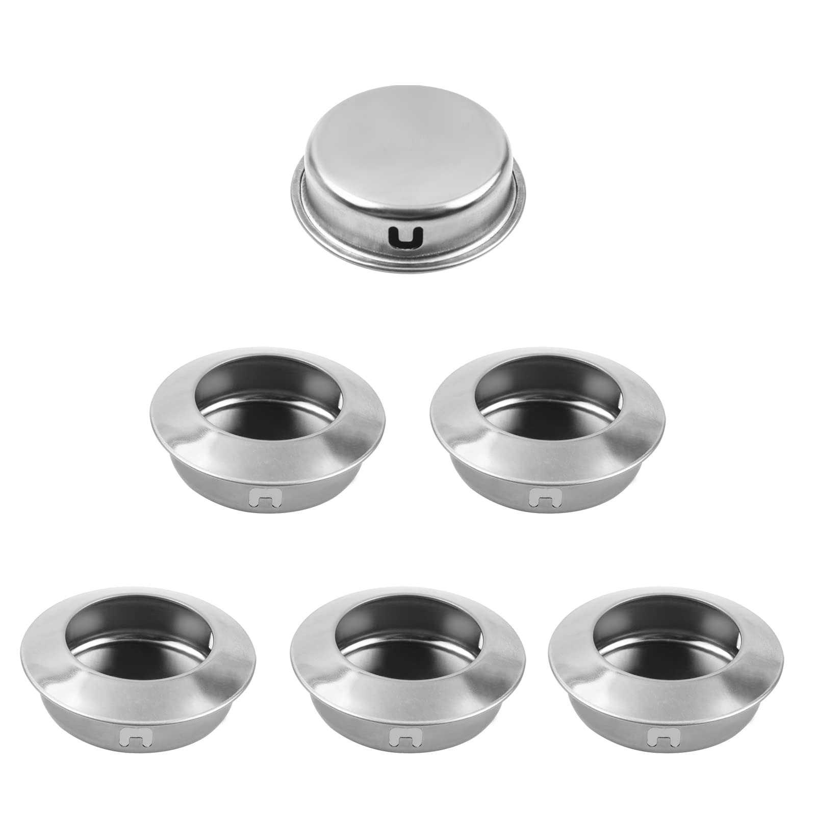 CVIUYO 6Pack Concealed Cabinet Handles, 35mm Stainless Steel Recessed Sliding Door Handles, Without Screw Installation for Cabinets, Wardrobes, Finger Pull