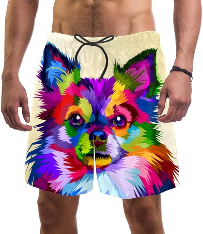 Idealiy Colorful Chihuahua Dog Swim Trunks Elastic Swimsuit Board