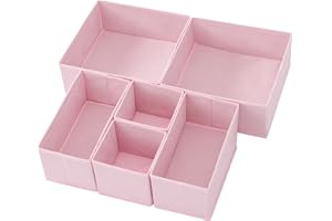 Stero 6 Pack Drawer Organizers for Clothing, Dresser Drawer Organizer Clothes, Fabric Foldable Closet Organizers and Storage Basket Bins for Clothes, Underwear, Bras, Socks (Pink)