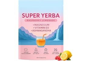TCAIRZL 20 Servings Super Yerba,Yerba Mate Instant Tea Powder, Raspberry Lemonade Flavor,Natural Energy & Focus Boost