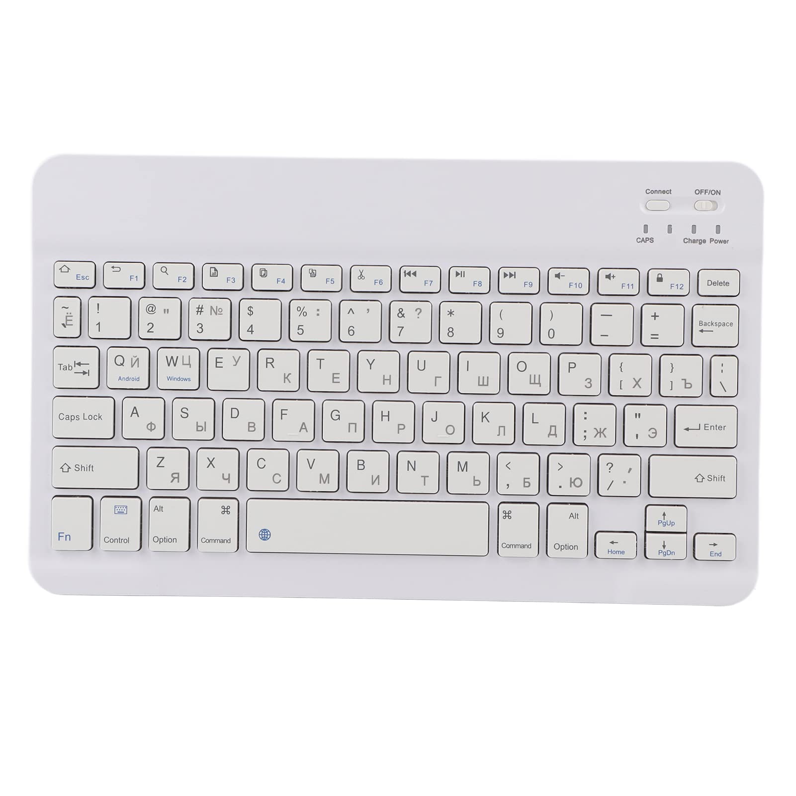 ASHATA Bluetooth Keyboard 10" Inch, Ultra-thin and Portable, Rechargeable Wireless Keyboard Universal Layout Compatible with Smart Phones Tablets Laptops Notebooks(Russian)
