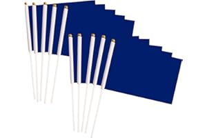 TIBIJOY Dark Blue Stick Flag, 50 Pack Hand Held Small Dark Blue Flags On Stick,Perfect Decorations Themed Party,Sports Clubs,Festival Events