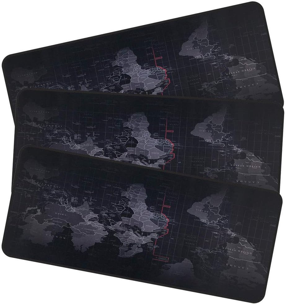Large Gaming Mouse Pad with Nonslip Base|Extended XXL Size, Heavy|Thick, Comfy, Waterproof & Foldable Mat for Desktop, Laptop, Keyboard, Consoles & More|Enjoy Precise (Map 3pcs)