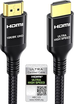 Etseinri 10K 8K HDMI 2.1 Kabel 2M, Zertifiziert 48Gbps Ultra High Speed HDMI® Kabel 4K 240Hz 165Hz 144Hz 120Hz 0.01ms eARC HDCP2.3 HDR 10+ Dolby Atmos Vision für Gaming Monitore TV Projektor