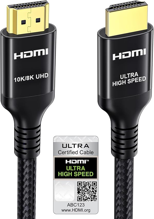 Etseinri 10K 8K HDMI 2.1 Kabel 2M, Zertifiziert 48Gbps Ultra High Speed HDMI® Kabel 4K 240Hz 165Hz 144Hz 120Hz 0.01ms eARC HDCP2.3 HDR 10+ Dolby Atmos Vision für Gaming Monitore TV Projektor