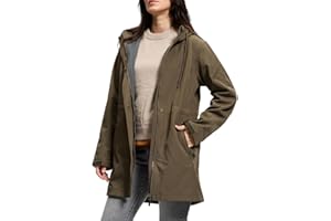 SaphiRose Women's Waterproof Rain Jacket with Fleece Lining Hooded Windbreaker Long Warm Outdoor Softshell Coat