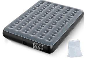Ezyrest Air Coil 9 inch Air Mattresses Queen Inflatable Bed Suitable for Camping Picnics Equipped with a Storage Bag Blue and Grey