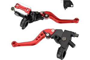 VG MOTO Motorcycle Brake Lever 7/8" 22mm Handlebar Brake Master Cylinder Reservoir Clutch CNC Left & Right Set Universal Replacement for Harley Honda Kawasaki Suzuki Yamaha (Red)