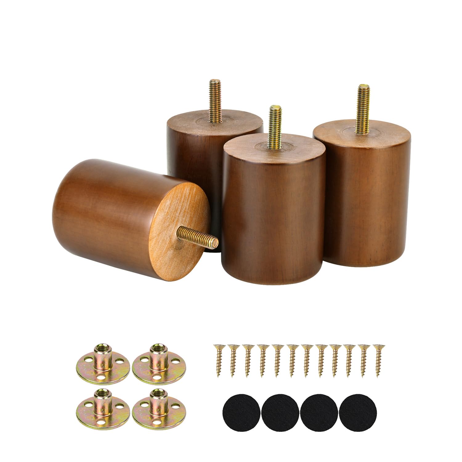 Photo 1 of Maricome 3 in Wooden Legs Set of 4, Solid Round Wood Replacement Feet Predrilled M8 Bolt?Suitable for Sofa Couch Dresser Ottoman Cabinets Chair Screw in