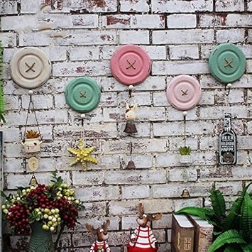 Cupwenh American Style Retro Creative Buttons Coat Hook Wooden
