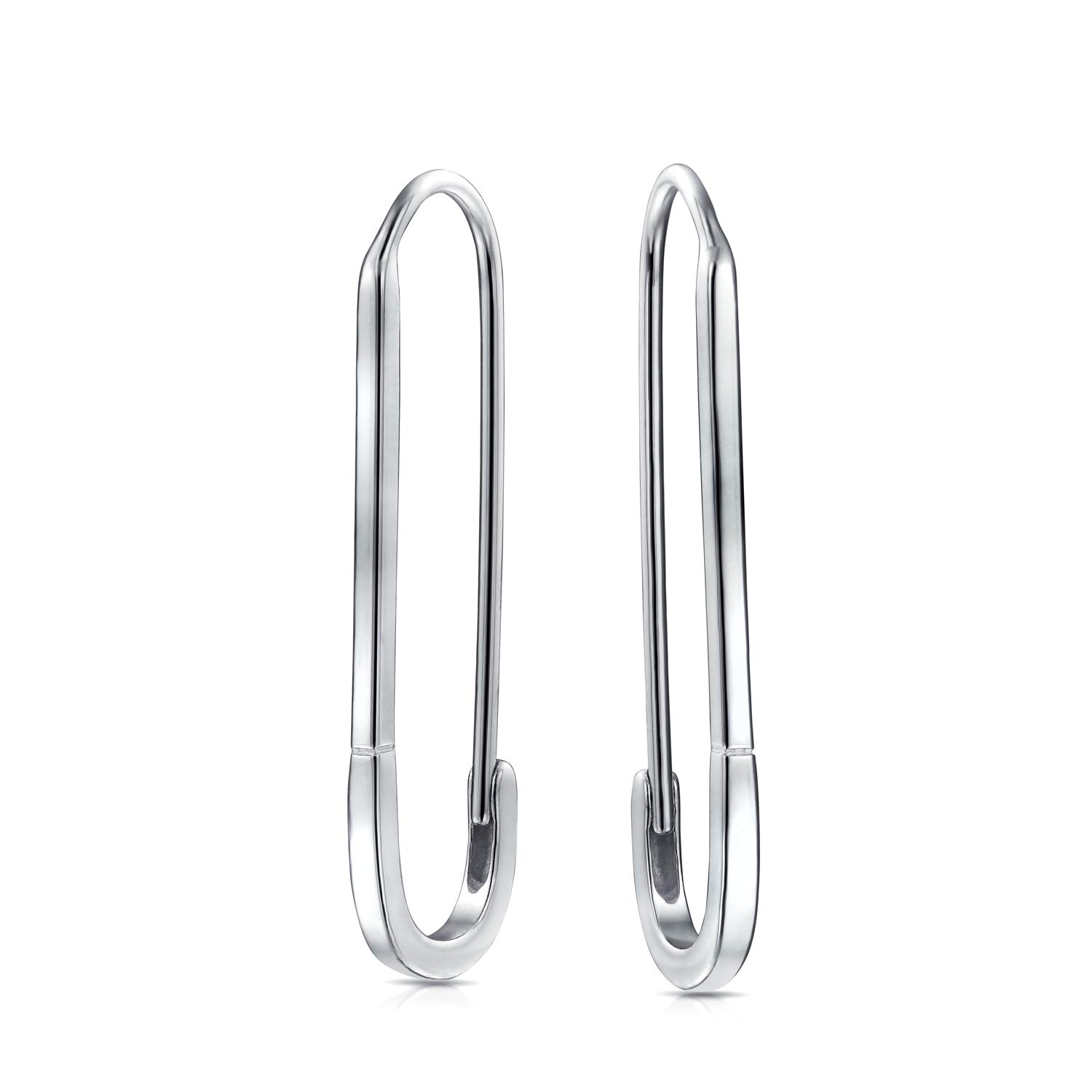 Inspirational Symbol Support For displaced people Biker Safety Pin Threader Drop Earrings For Women Teen .925 Sterling Silver