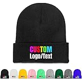 ZJHCEUS Custom Beanie Hats, Personalized Beanies Knit Cuffed Cap with Text Logo Name, Warm Gifts for Men Women