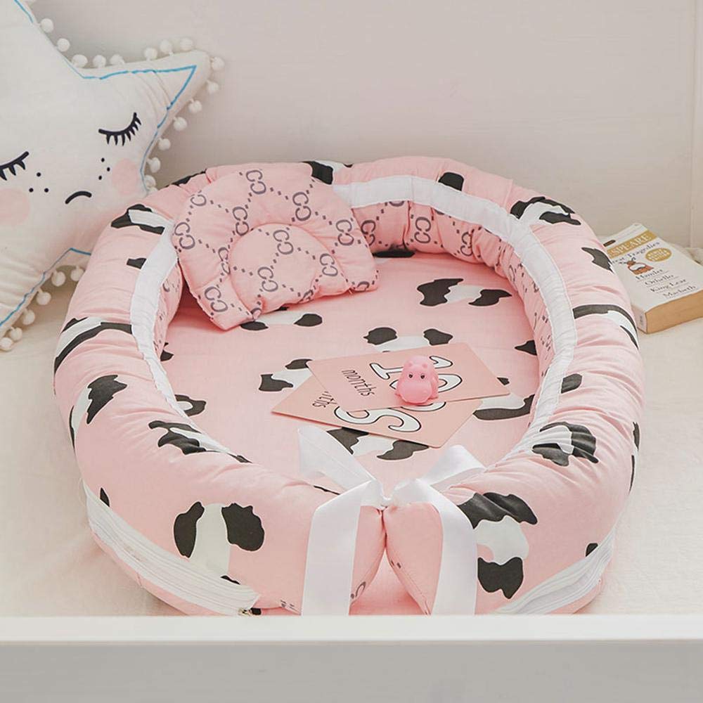 Hamkaw Cocon Reducteur De Lit Baby Lounger Lit De Bebe Reducteur Portable Cocoon Sommeil Bebe Couffin De Voyage Coussin Pour Bebe 100 Coton Anti Allergique Super Doux Respirant Amovible Linge De Lit Pour Berceaux Et Couffins Couettes Pour Couffins Et