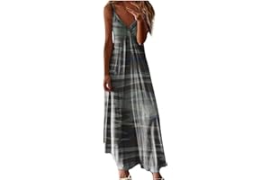 FEANCEY Maxi Dresses for Women Summer Sleeveless Boho Sundress Casual V-Neck Long Dresses Hawaiian Beach Dress for Vacation