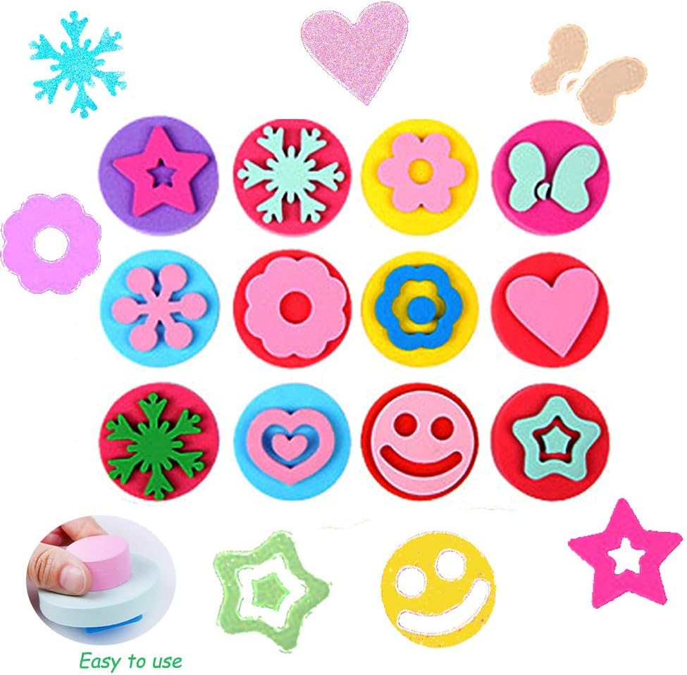FOVERN1 60 Pieces Sponge painting for Toddlers Painting Brushes Kits for Kids Foam Paint Brushes Set - Image 5