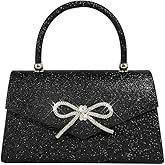 Trisapu Womens Evening Bag Sparkly Bow Clutch Purse Wedding Party Purses Glitter Rhinestone Cocktail Prom Handbags