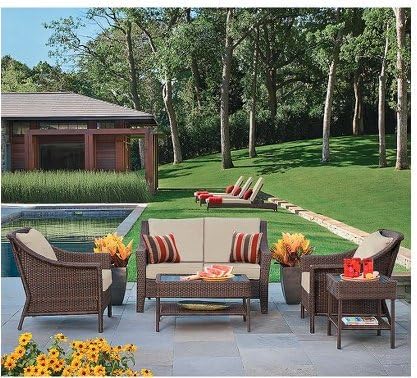 Amazon Com Rolston 4 Piece Wicker Patio Converstaion Set Outdoor And Patio Furniture Sets Garden Outdoor