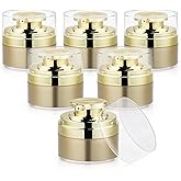 BOSMIOW 6pcs 30ml Golden Airless Acrylic Cream Pump Jar,Vacuum Lotion Bottle Dispenser,Moisturizer Container with Pump,Refill
