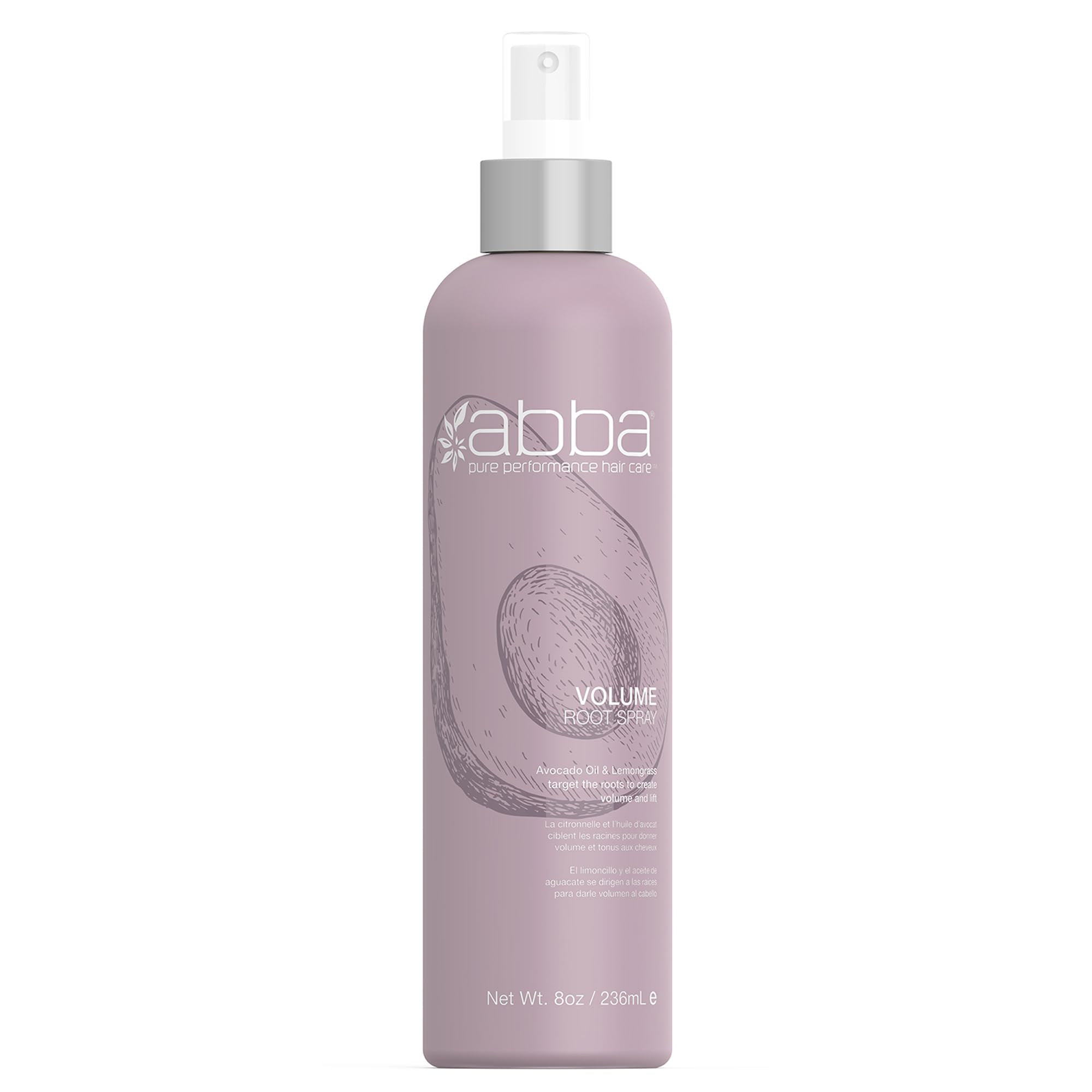 ABBA Volume Root Hairspray - Lemongrass and Avocado Oil - Creates Volume, Texture and Body - Shields from Heat Damage and Creates Volume at Roots - for Fine, Limp and Lifeless Hair - 8 Fl Oz/236 Ml