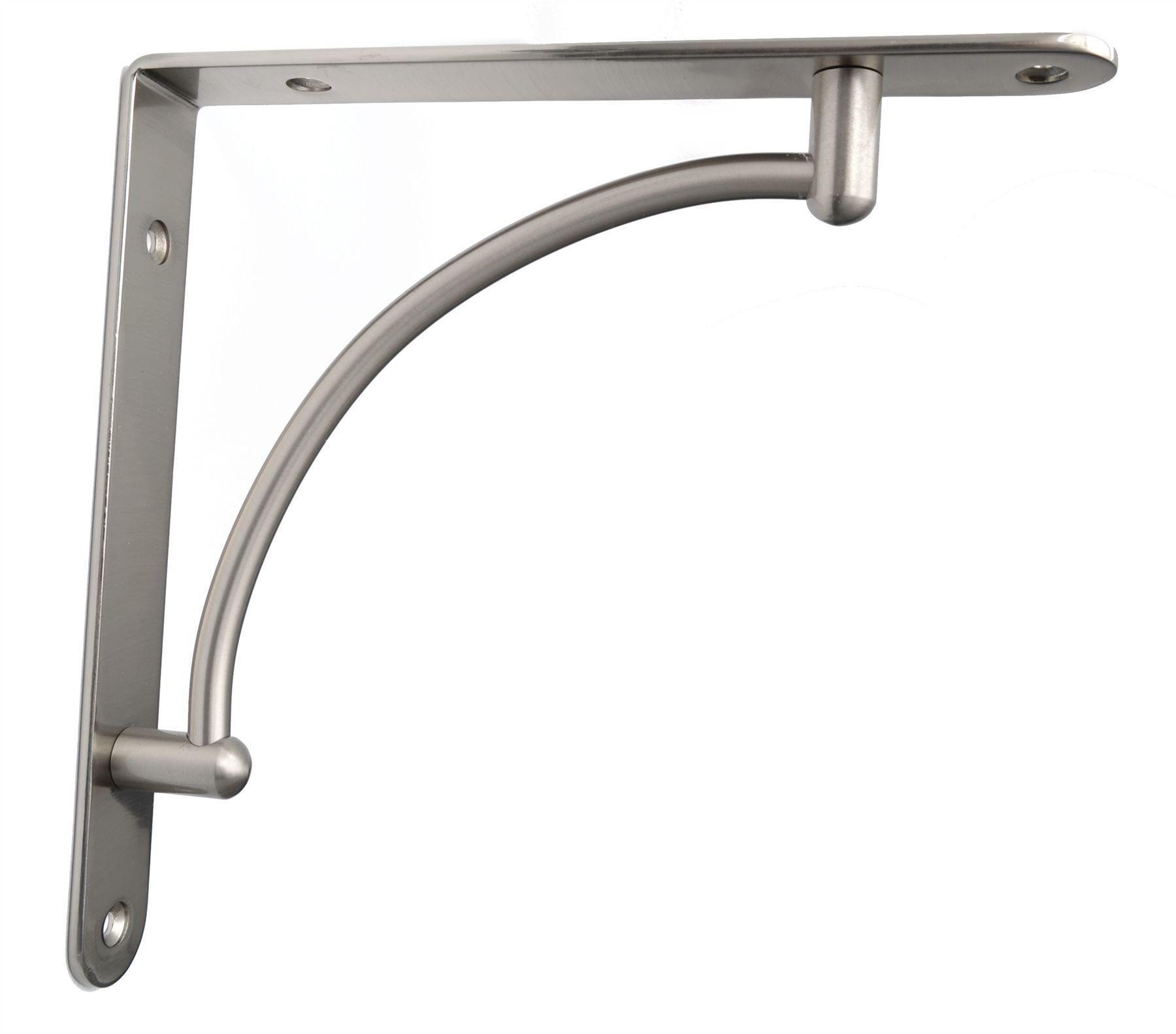 Pair Brushed Chrome Fixed Shelf Brackets Supports with Fixings 220mm