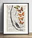 Hand With Butterflies (#1), Vintage Dictionary Art Print, Antique Wall Art Home Decor, Modern Boho Poster, Farmhouse Decoration Living Room Bedroom Office 8x10 Inches, Ready To Frame